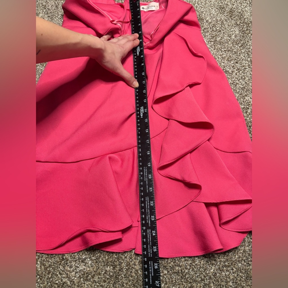 The Impeccable Pig Strapless Pink Ruffle Cocktail Dress Women’s Large - Picture 4 of 12